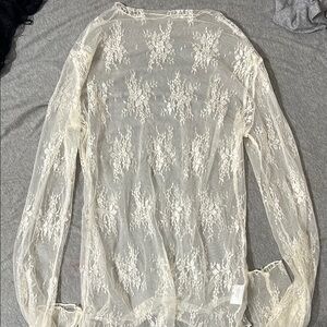 Sheer Cream Blouse with Long Sleeves